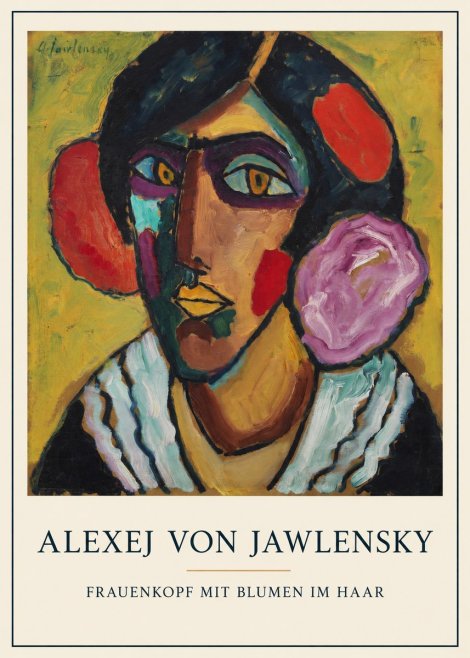 Alexej von Jawlensky Frauenkopf Mit Blumen Im Haar No5 - Affiche