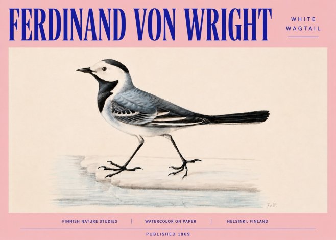 Ferdinand von Wright White Wagtail No4 - Affiche