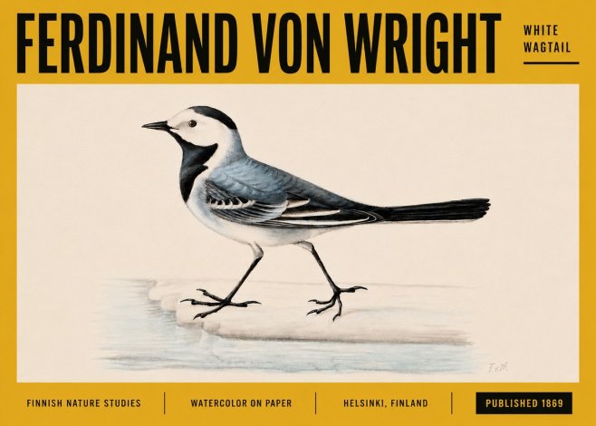 Ferdinand von Wright White Wagtail No5 - Affiche