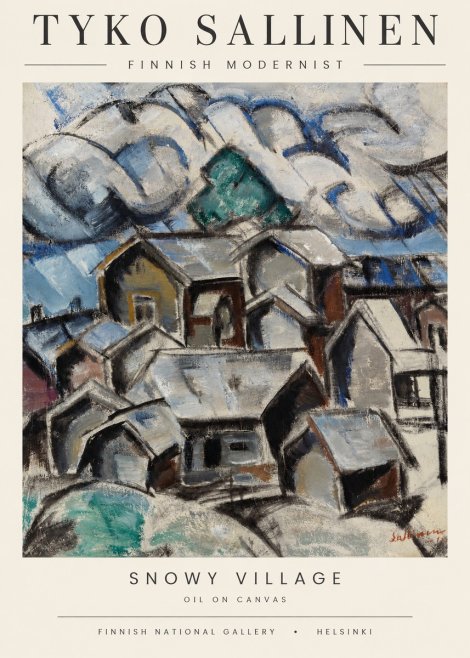 Tyko Sallinen Snowy Village No1 - Affiche