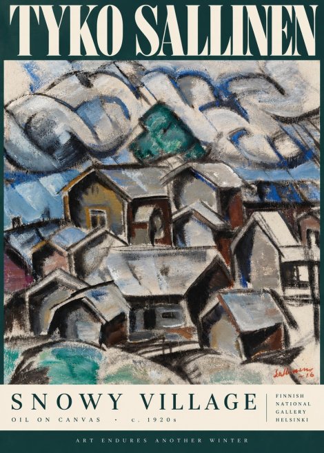 Tyko Sallinen Snowy Village No4 - Affiche