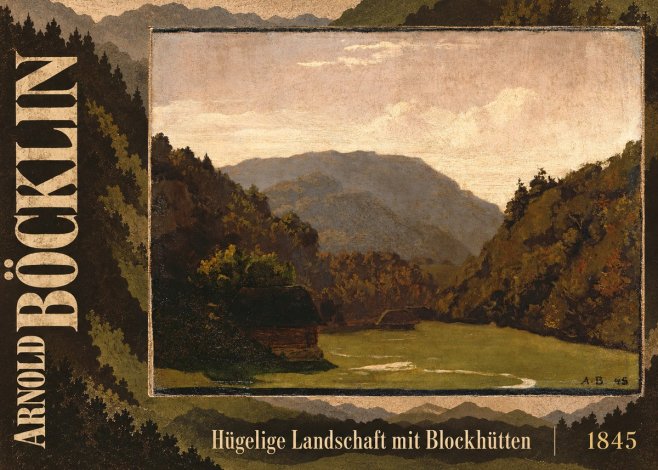 Arnold Böcklin Hügelige Landschaft Mit Blockhütten No5 - Affiche