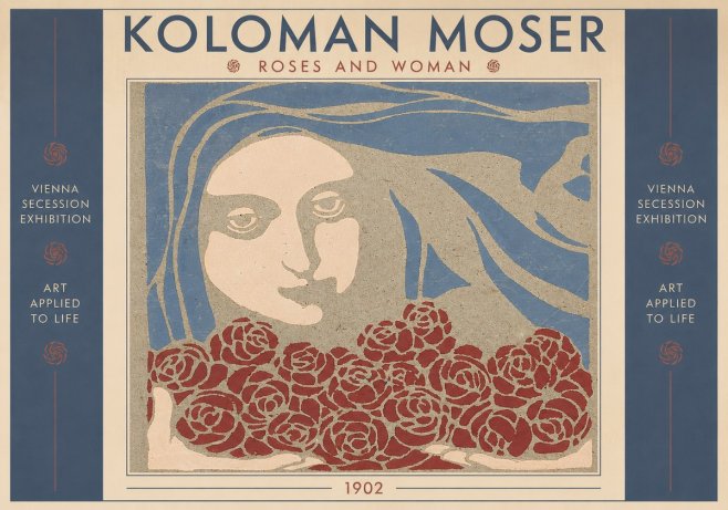 Koloman Moser Roses and Woman No2 - Affiche