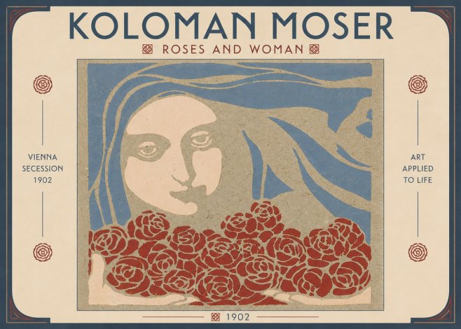 Koloman Moser Roses and Woman No6 - Affiche