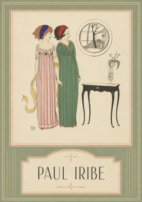 Paul Iribe Two Women in Elegant Dresses No5 - Affiche