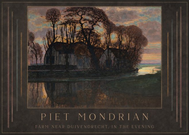 Piet Mondrian Farm Near Duivendrecht, in the Evening No1 - Affiche