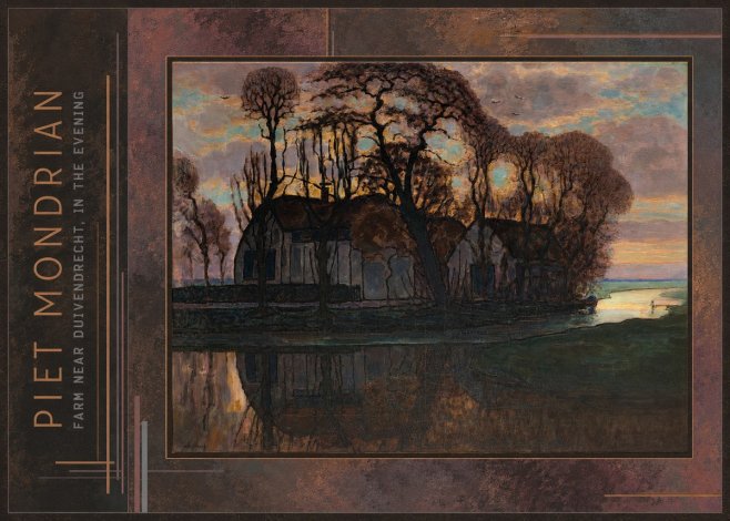 Piet Mondrian Farm Near Duivendrecht, in the Evening No2 - Affiche