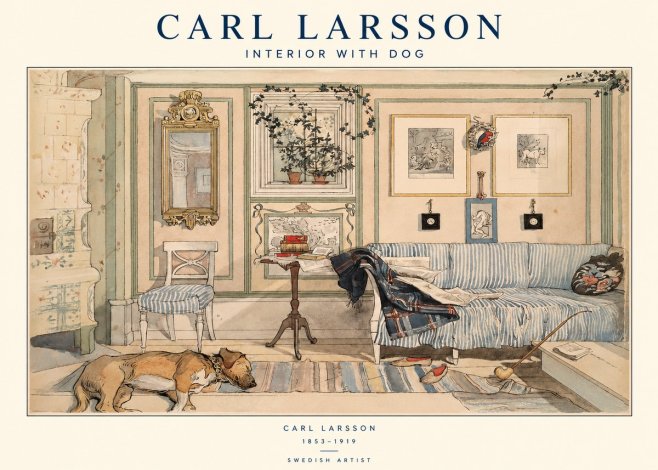 Carl Larsson Interior with Dog No1 - Affiche