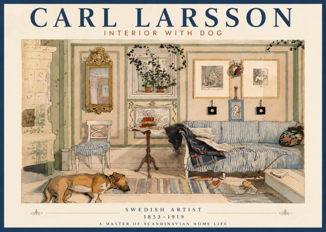 Carl Larsson Interior with Dog No6 - Affiche