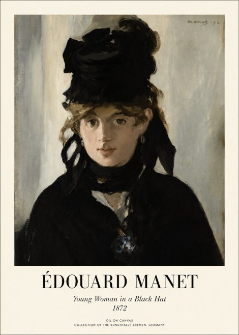 Édouard Manet Young Woman in a Black Hat I No1 - Affiche