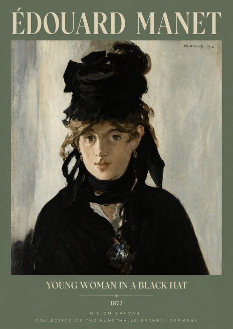 Édouard Manet Young Woman in a Black Hat I No3 - Affiche
