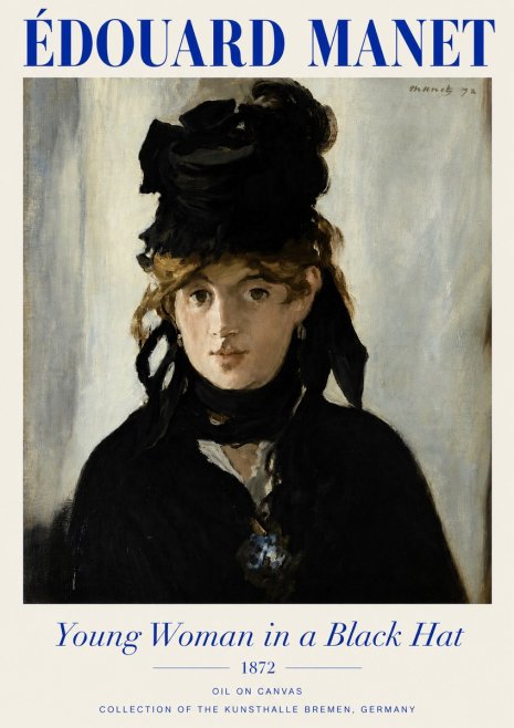Édouard Manet Young Woman in a Black Hat I No4 - Affiche