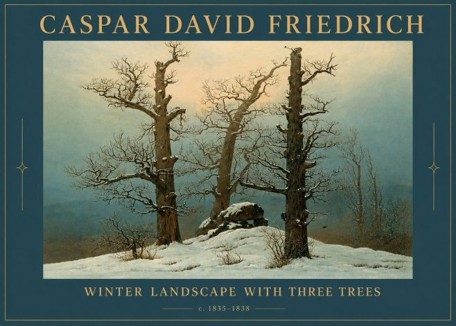 Caspar David Friedrich The Three Trees in the Snow No4 - Affiche