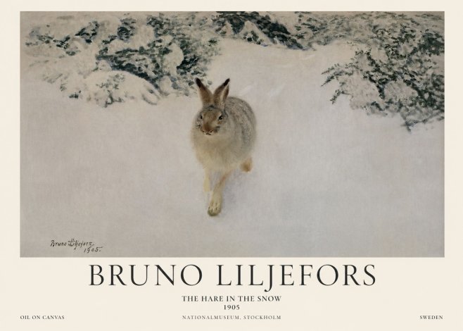 Bruno Liljefors The Hare in the Snow No1 - Affiche