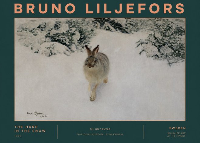 Bruno Liljefors The Hare in the Snow No2 - Affiche