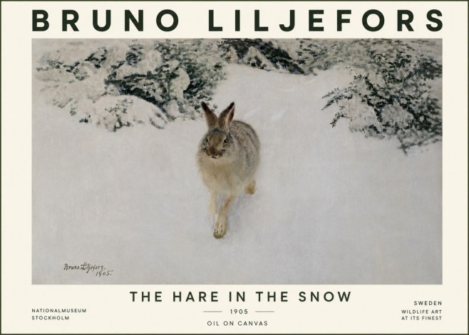 Bruno Liljefors The Hare in the Snow No5 - Affiche
