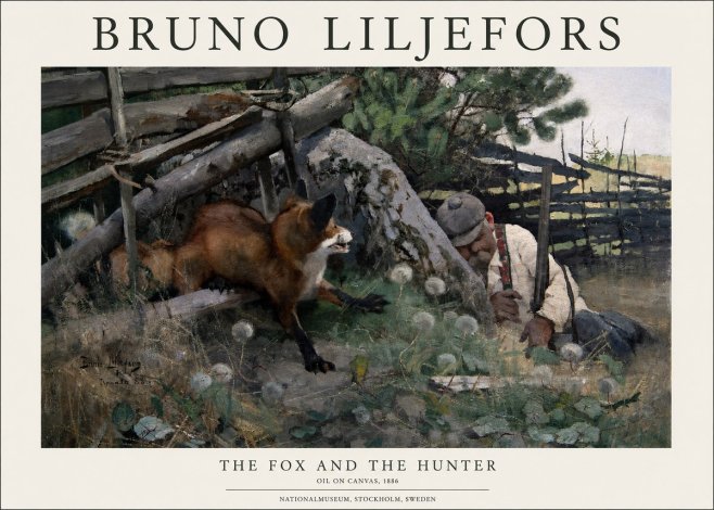Bruno Liljefors The Fox and the Hunter No1 - Affiche