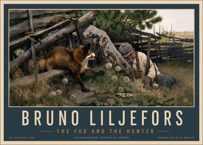 Bruno Liljefors The Fox and the Hunter No4 - Affiche