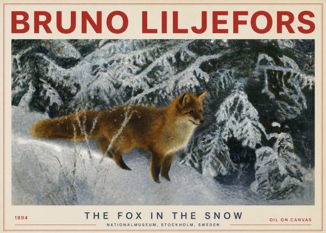 Bruno Liljefors The Fox in the Snow No4 - Affiche