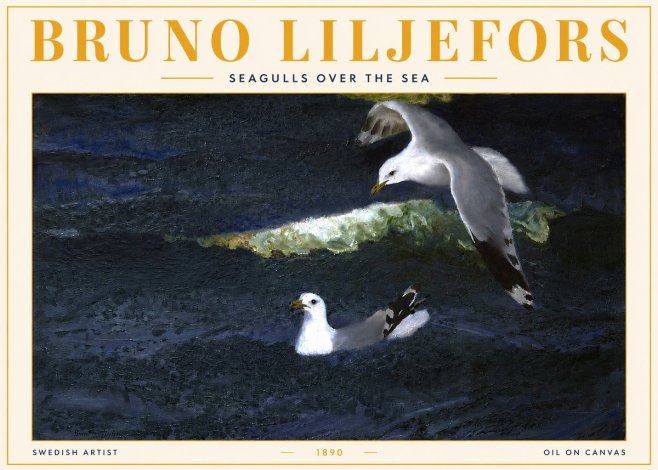 Bruno Liljefors Seagulls over the Sea No3 - Affiche
