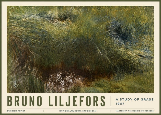 Bruno Liljefors A Study of Grass No6 - Affiche