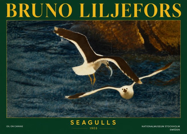 Bruno Liljefors Seagulls No5 - Affiche