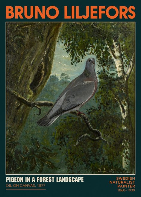Bruno Liljefors Pigeon in a Forest Landscape No2 - Affiche