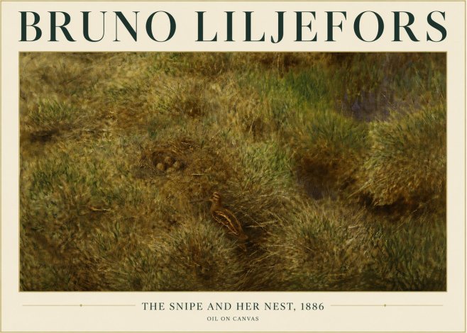 Bruno Liljefors The Snipe and Her Nest No3 - Affiche