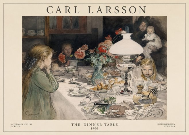 Carl Larsson The Dinner Table No1 - Affiche