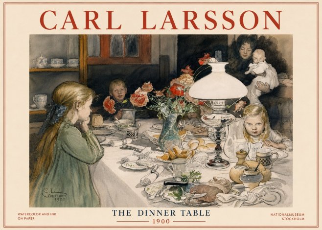 Carl Larsson The Dinner Table No6 - Affiche
