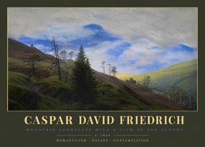 Caspar David Friedrich Mountain Landscape with a View of the Clouds No2 - Affiche