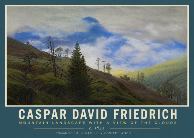 Caspar David Friedrich Mountain Landscape with a View of the Clouds No3 - Affiche