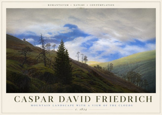 Caspar David Friedrich Mountain Landscape with a View of the Clouds No6 - Affiche