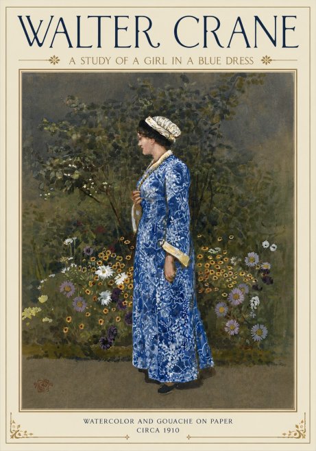 Walter Crane A Study of a Girl in a Blue Dress No4 - Affiche