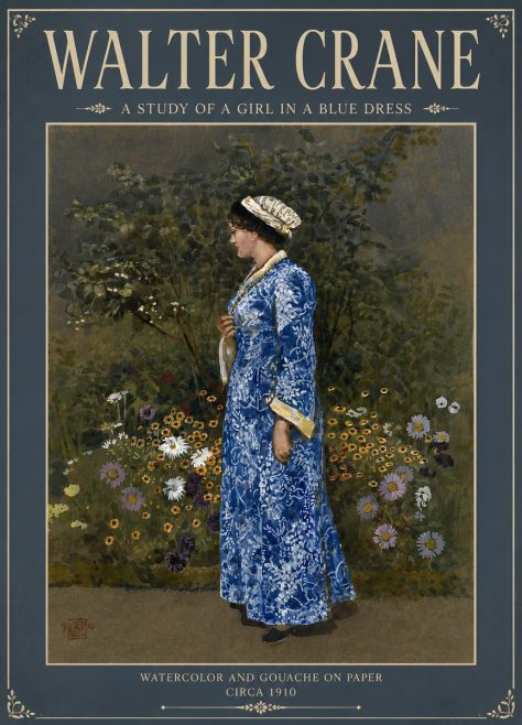 Walter Crane A Study of a Girl in a Blue Dress No5 - Affiche
