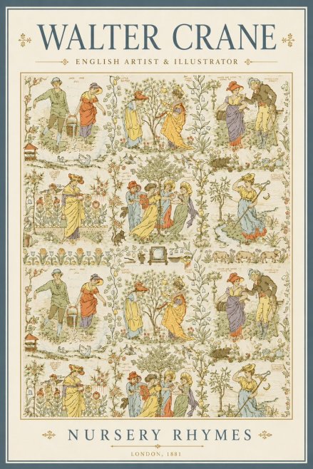 Walter Crane Nursery Rhymes No5 - Affiche