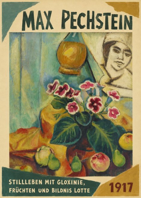 Max Pechstein Stillleben Mit Gloxinie, Früchten Und Bildnis Lotte No1 - Affiche