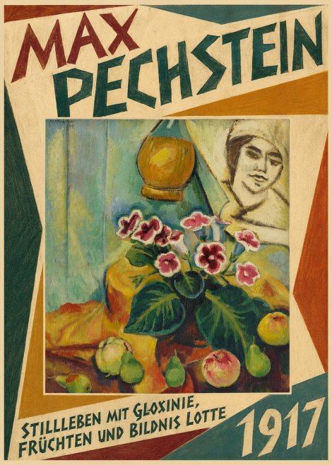 Max Pechstein Stillleben Mit Gloxinie, Früchten Und Bildnis Lotte No5 - Affiche