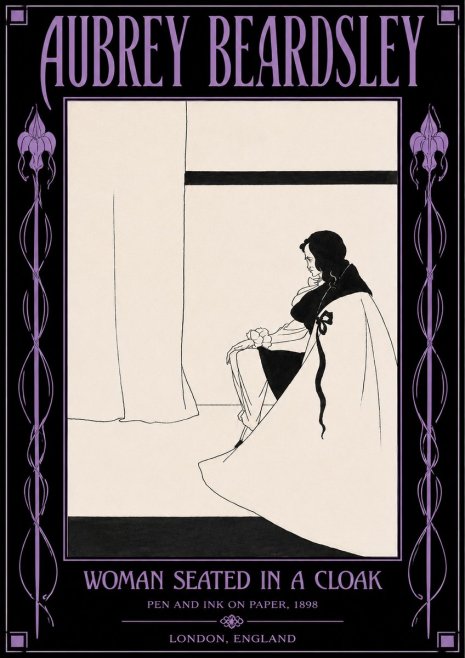 Aubrey Beardsley Woman Seated in a Cloak No4 - Affiche