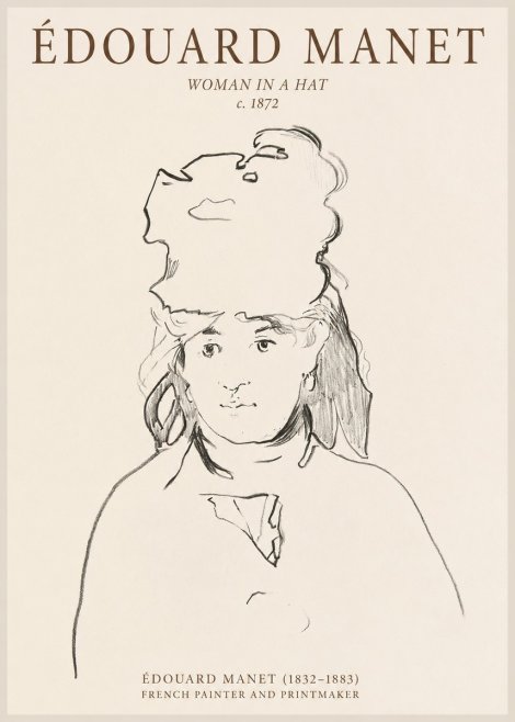 Édouard Manet Woman in a Hat No1 - Affiche