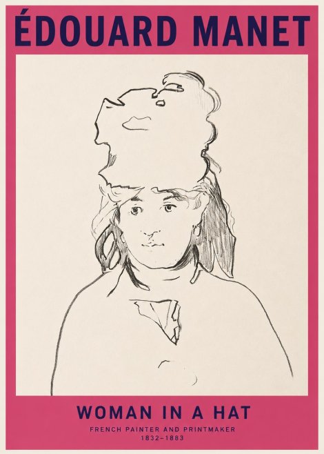 Édouard Manet Woman in a Hat No2 - Affiche
