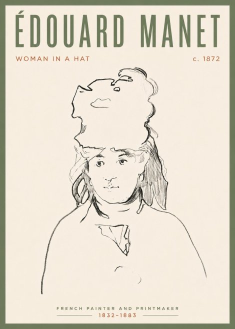 Édouard Manet Woman in a Hat No4 - Affiche