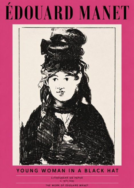 Édouard Manet Young Woman in a Black Hat II No3 - Affiche