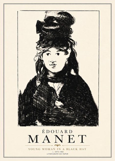 Édouard Manet Young Woman in a Black Hat II No4 - Affiche