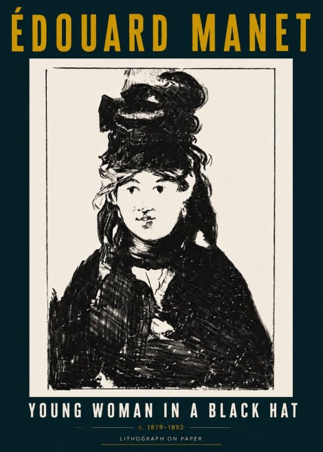 Édouard Manet Young Woman in a Black Hat II No5 - Affiche