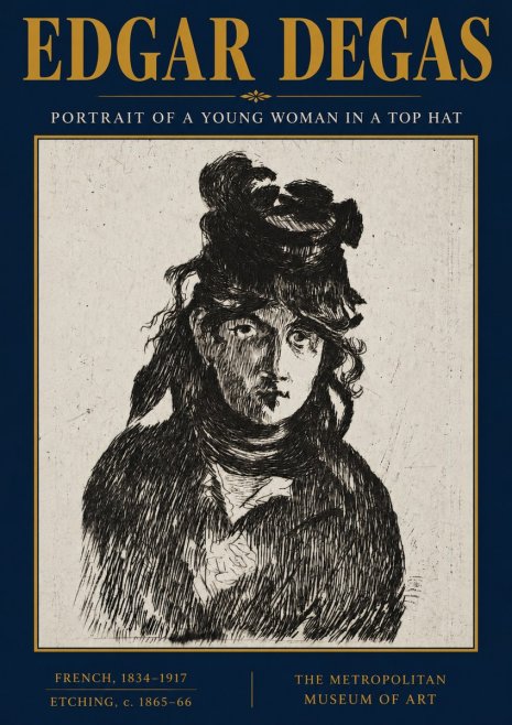 Edgar Degas Portrait of a Young Woman in a Top Hat No3 - Affiche