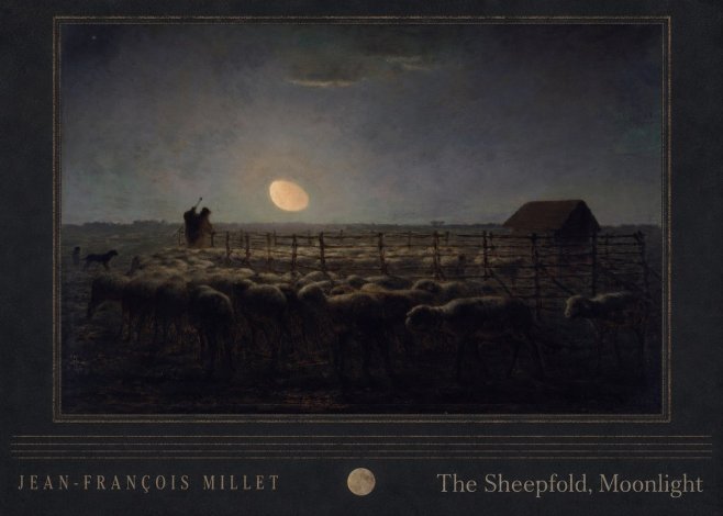 Jean-François Millet The Sheepfold, Moonlight No4 - Affiche