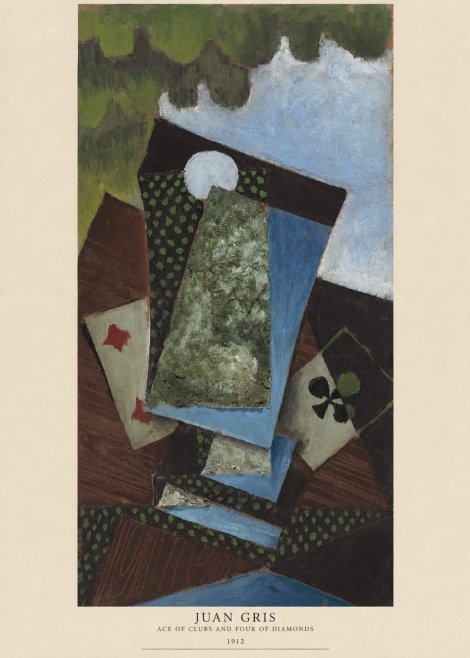 Juan Gris Ace of Clubs and Four of Diamonds No6 - Affiche