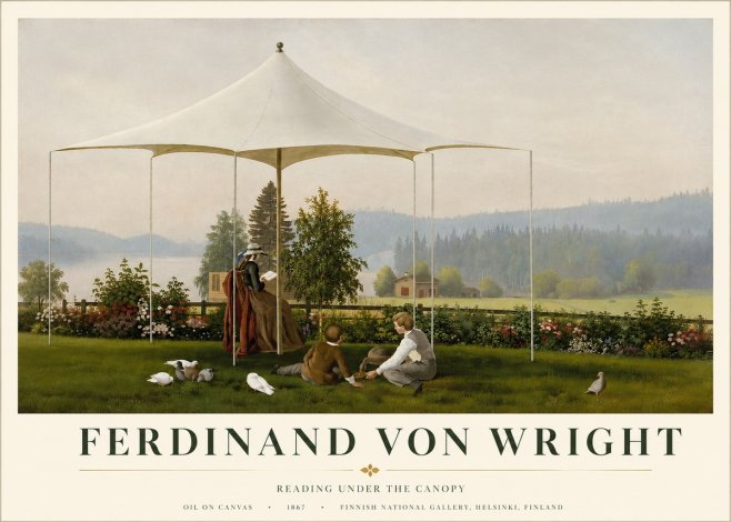 Ferdinand von Wright Reading Under the Canopy No3 - Affiche