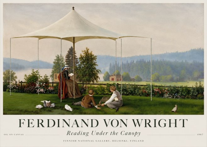 Ferdinand von Wright Reading Under the Canopy No4 - Affiche